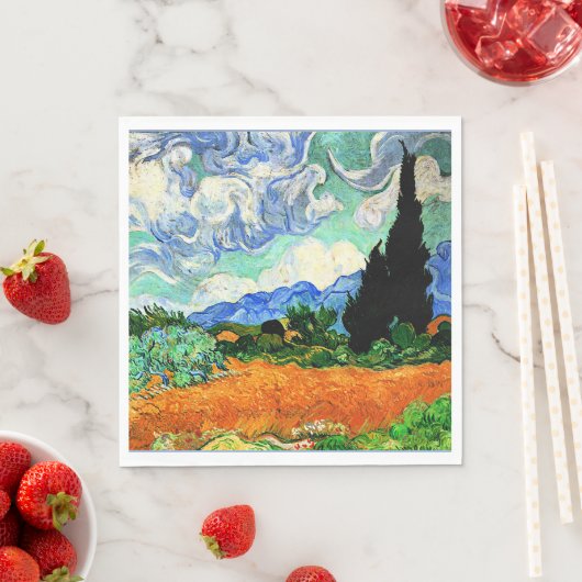 Van Gogh Gemälde, Wheatfield mit Cypress Tree Serviette (Beispiel)