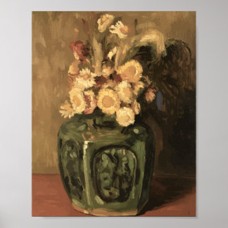 Van Gogh Ginger Jar with Chrysanthemums Poster