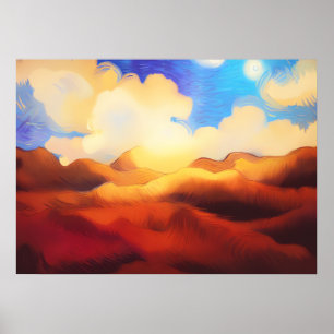 Van Gogh Grass Field und schöne Landschaft Poster