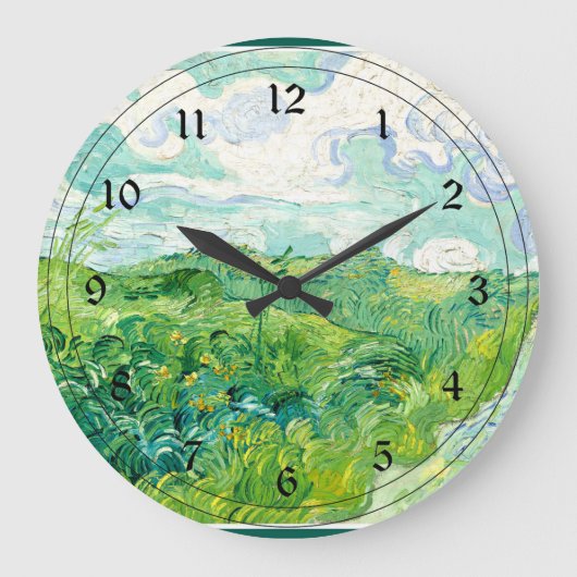 Van Gogh - Grüne Weizenfelder, Auvers Große Wanduhr (Vorderseite)