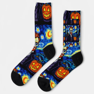 Van Gogh Halloween Portrait - Starry Night mit Pu Socken