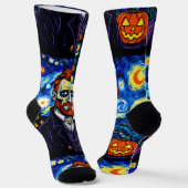 Van Gogh Halloween Portrait - Starry Night mit Pu Socken (Gewinkelt)