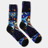 Van Gogh Halloween Portrait - Starry Night mit Pu Socken (Rechts)