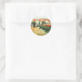 Van Gogh - Haus mit Sonnenblumen Runder Aufkleber (Tasche)