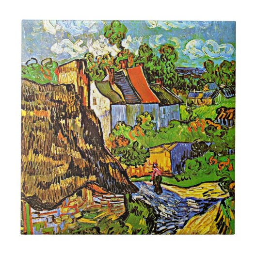 Van Gogh - Häuser in Auvers Fliese (Vorderseite)