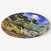 Van Gogh - Häuser mit Strohdächern Pappteller (Schrägansicht)