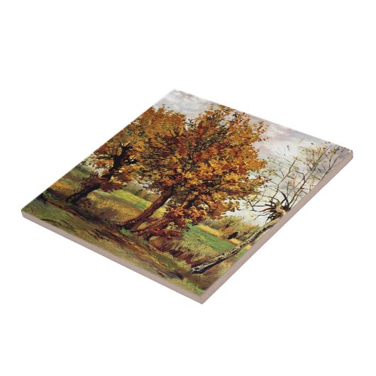 Van Gogh - Herbstlandschaft mit vier Bäumen Fliese (Seite)
