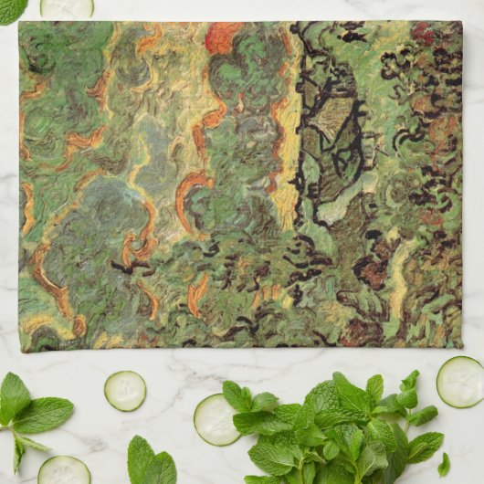 Van Gogh Hütten Cypresses Reminiszenz von Nord Geschirrtuch (Gefaltet)