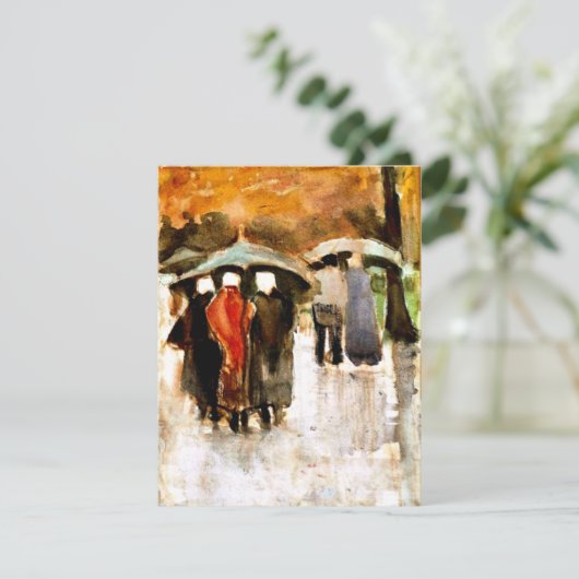 Van Gogh - Im Regen, berühmtes Gemälde Karte (Stehend Vorderseite)