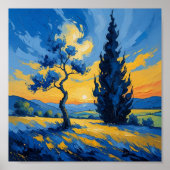 Van Gogh Inspiriert Landschaft Poster (Vorne)