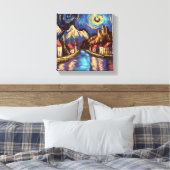 Van Gogh Inspiriert Night Sky Mountain Village Lan Leinwanddruck (Insitu (Schlafzimmer))
