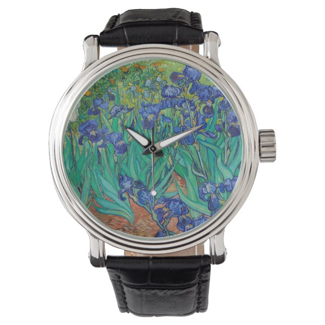 Van Gogh Ire. Blauer Vintager Impressionismus Armbanduhr (Vorderseite)