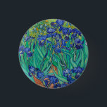 Van Gogh Ire. Blauer Vintager Impressionismus Button<br><div class="desc">Van Gogh "Ire"-Taste. Blauer Blumenimpressionismus Kunst.</div>