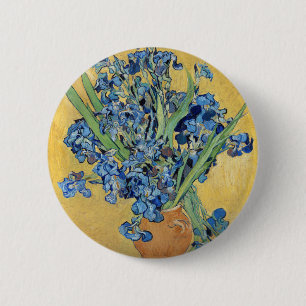 Van Gogh Iris-Vase Blaue Blumen Vintage Kunst Button