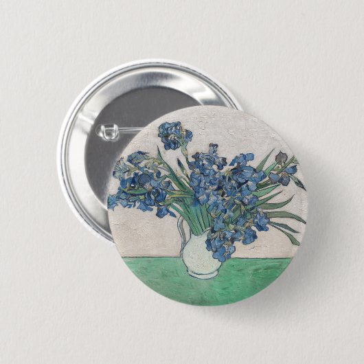 Van Gogh Iris Vase Malerei Impressionismus Button (Vorne & Hinten)