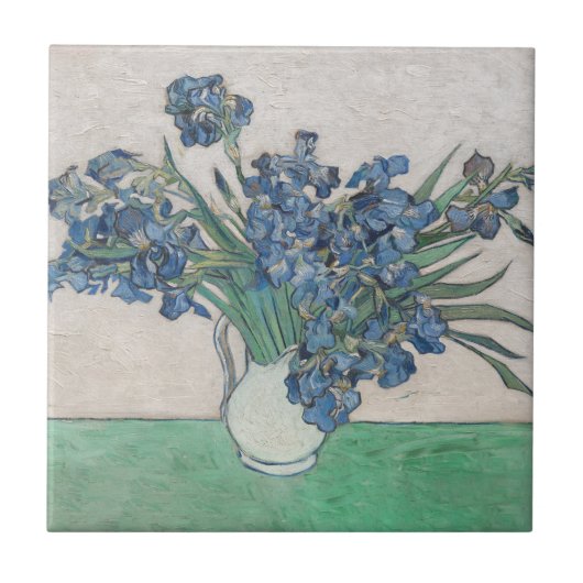 Van Gogh Iris Vase Malerei Impressionismus Fliese (Vorderseite)