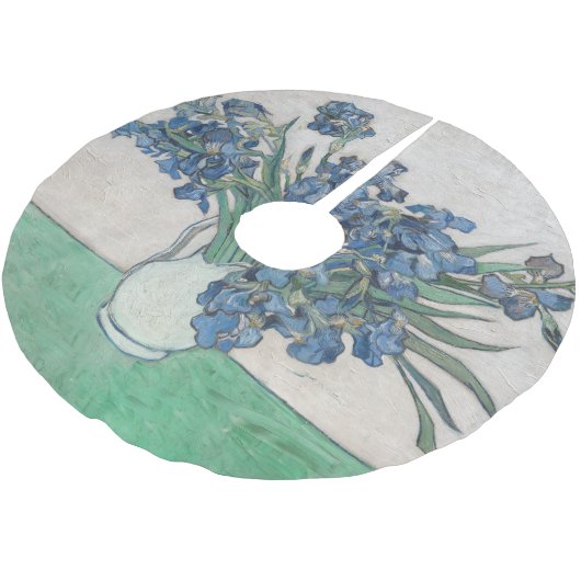 Van Gogh Iris Vase Malerei Impressionismus Polyester Weihnachtsbaumdecke (Schrägansicht)