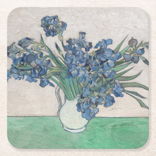 Van Gogh Iris Vase Malerei Impressionismus Rechteckiger Pappuntersetzer (Vorderseite)