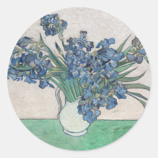 Van Gogh Iris Vase Malerei Impressionismus Runder Aufkleber (Vorderseite)