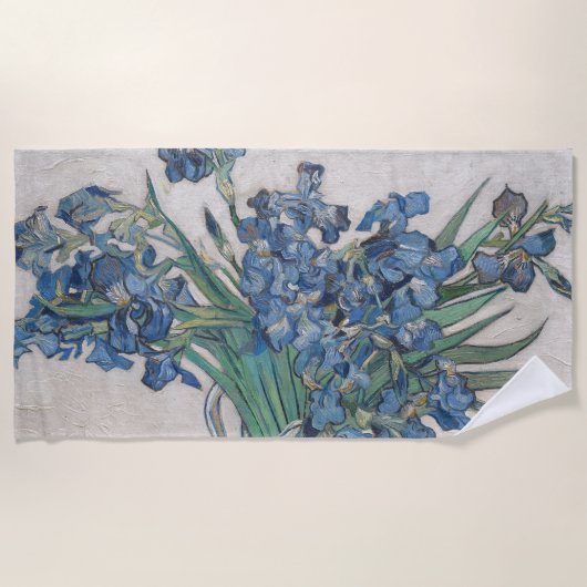 Van Gogh Iris Vase Malerei Impressionismus Strandtuch (Vorderseite)