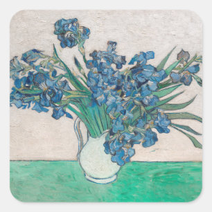 Van Gogh Iris Vasenmalerei Impressionismus Quadratischer Aufkleber