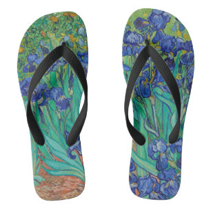 Van Gogh Irises. Blaue florale vintage Impressioni Badesandalen