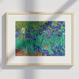Van Gogh Irises. Blaue florale Vintage-Impressioni Poster