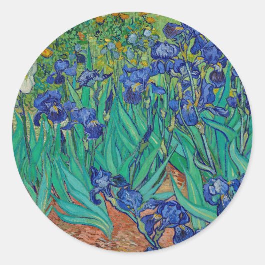 Van Gogh Irises Bloral Painting Runder Aufkleber (Vorderseite)