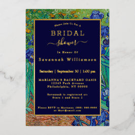 Van Gogh Irises Brautparty zur Blumenbemalung Gold Folieneinladung