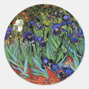 Van Gogh Irises (F608) Vintage Kunstkunst Runder Aufkleber