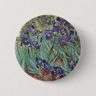 Van Gogh Irises Impressionist Painting Button
