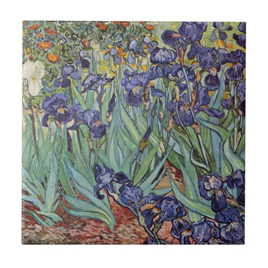 Van Gogh Irises Impressionist Painting Fliese (Vorderseite)