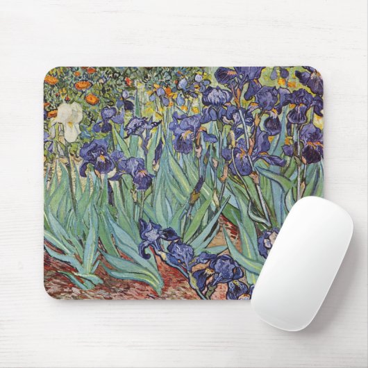 Van Gogh Irises Impressionist Painting Mousepad (Mit Mouse)