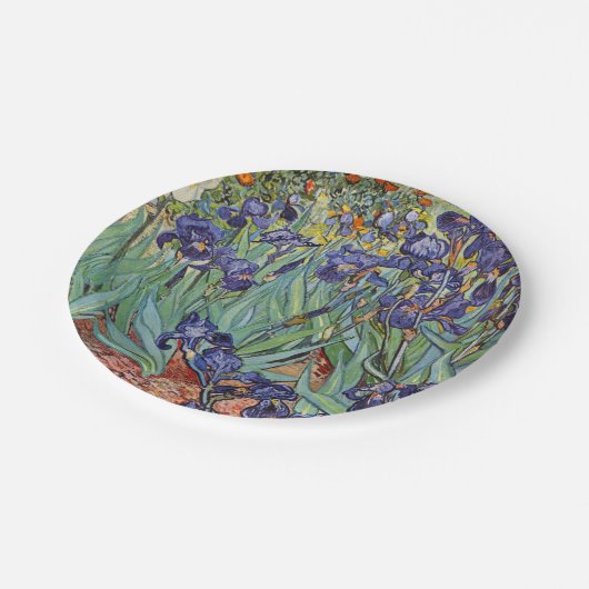 Van Gogh Irises Impressionist Painting Pappteller (Schrägansicht)