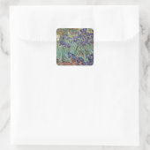 Van Gogh Irises Impressionist Painting Quadratischer Aufkleber (Tasche)