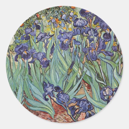 Van Gogh Irises Impressionist Painting Runder Aufkleber (Vorderseite)