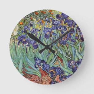 Van Gogh Irises Impressionistisches Gemälde Runde Wanduhr