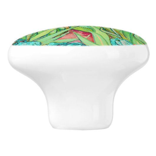 Van Gogh Irises in St. Remy, Aquamarin Keramikknauf (Seitenansicht)