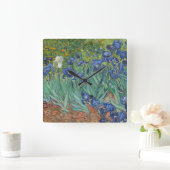 Van Gogh Irises Painting Quadratische Wanduhr (Zuhause)