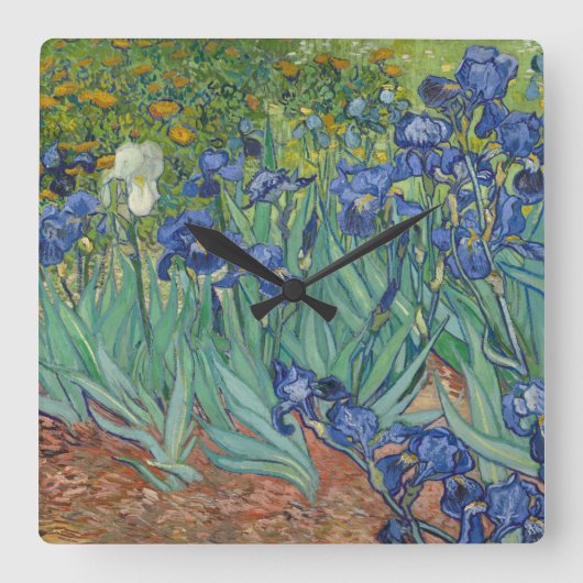 Van Gogh Irises Painting Quadratische Wanduhr (Vorderseite)