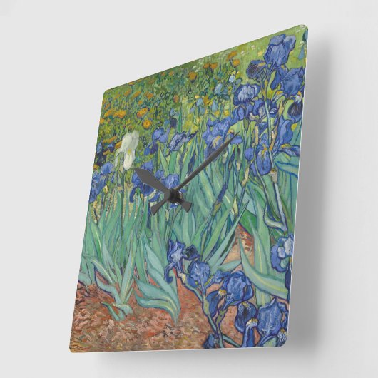 Van Gogh Irises Painting Quadratische Wanduhr (Winkel)