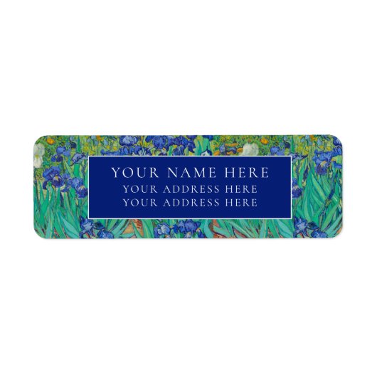VAN GOGH "IRISES" RÜCKKEHR-ADRESSE-ETIKETT (Vorne)