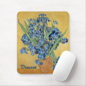 Van Gogh Irises Vase Blue Floral Bouquet Fine Art Mousepad (Mit Mouse)