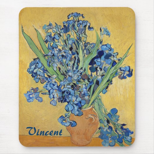 Van Gogh Irises Vase Blue Floral Bouquet Fine Art Mousepad (Vorne)