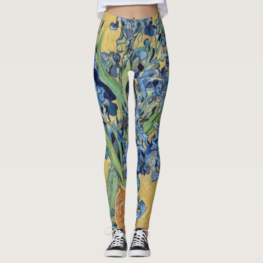 Van Gogh Irises Vase Blue Floral Bouquet Malerei Leggings (Vorderseite)