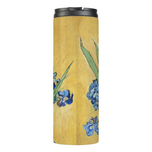 Van Gogh Irises Vase Blue Floral Painted Monogram Thermosbecher (Rückseite)