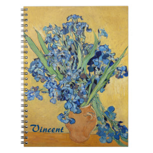 Van Gogh Irises Vase Blue Flowers Bouquet Fine Art Notizblock