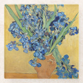 Van Gogh Irises Vase Blue Flowers Bouquet Malerei Glasuntersetzer (Vorderseite)