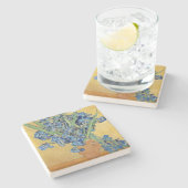 Van Gogh Irises Vase Blue Flowers Bouquet Malerei Steinuntersetzer (Seitenansicht)