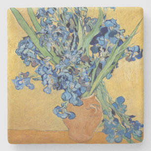 Van Gogh Irises Vase Blue Flowers Bouquet Malerei Steinuntersetzer